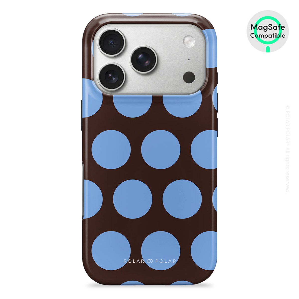 Brown Blue Big Polka Dots - iPhone 17 Pro Case