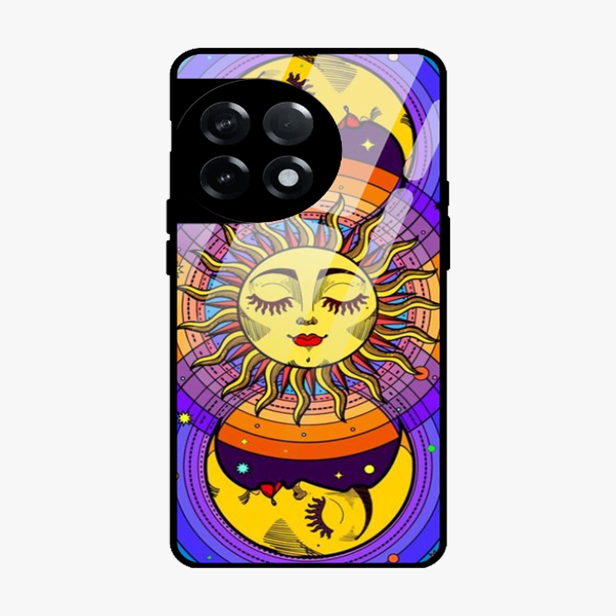 Celestial Sun Moon Groovy Metal Case for Oneplus 11R