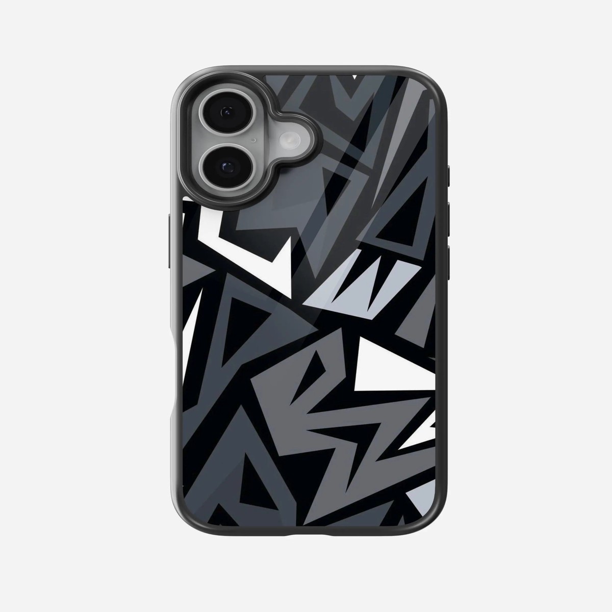 Abstract BlackGrey Geometric Pattern Glass Case