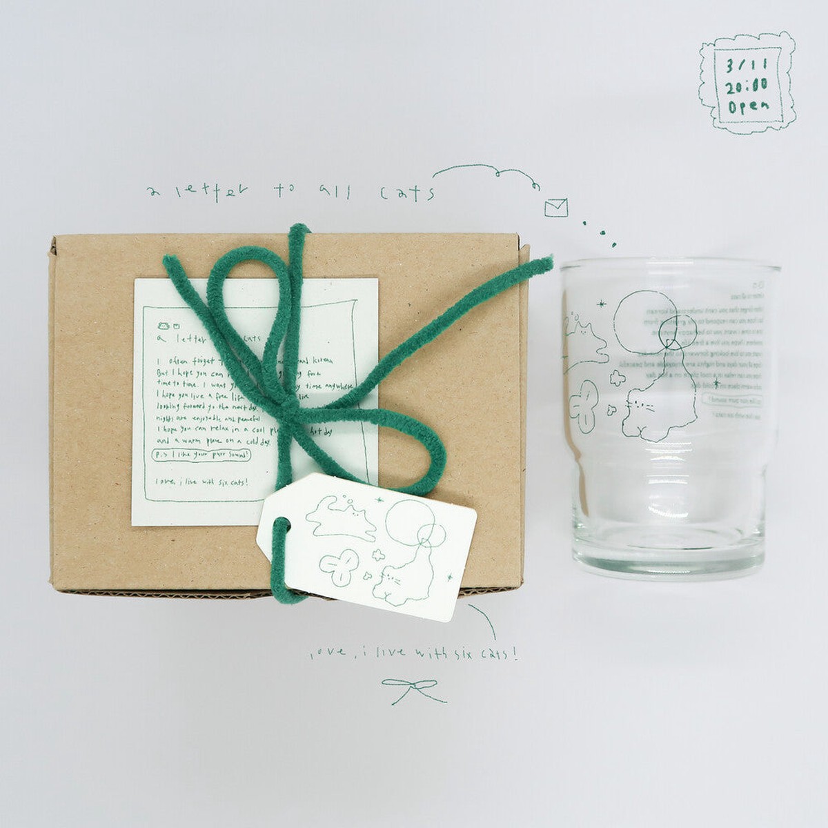 I live with six cats a letter to all cats glass cup