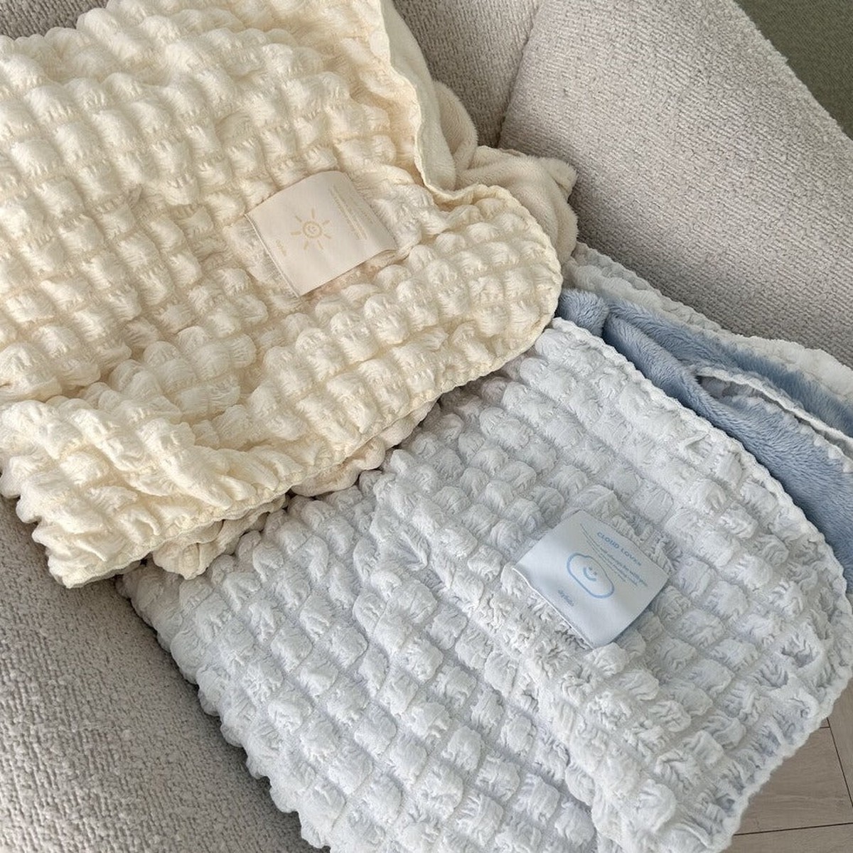 RestockSkyfolio Double-sided Blanket (Sky blueIvory)