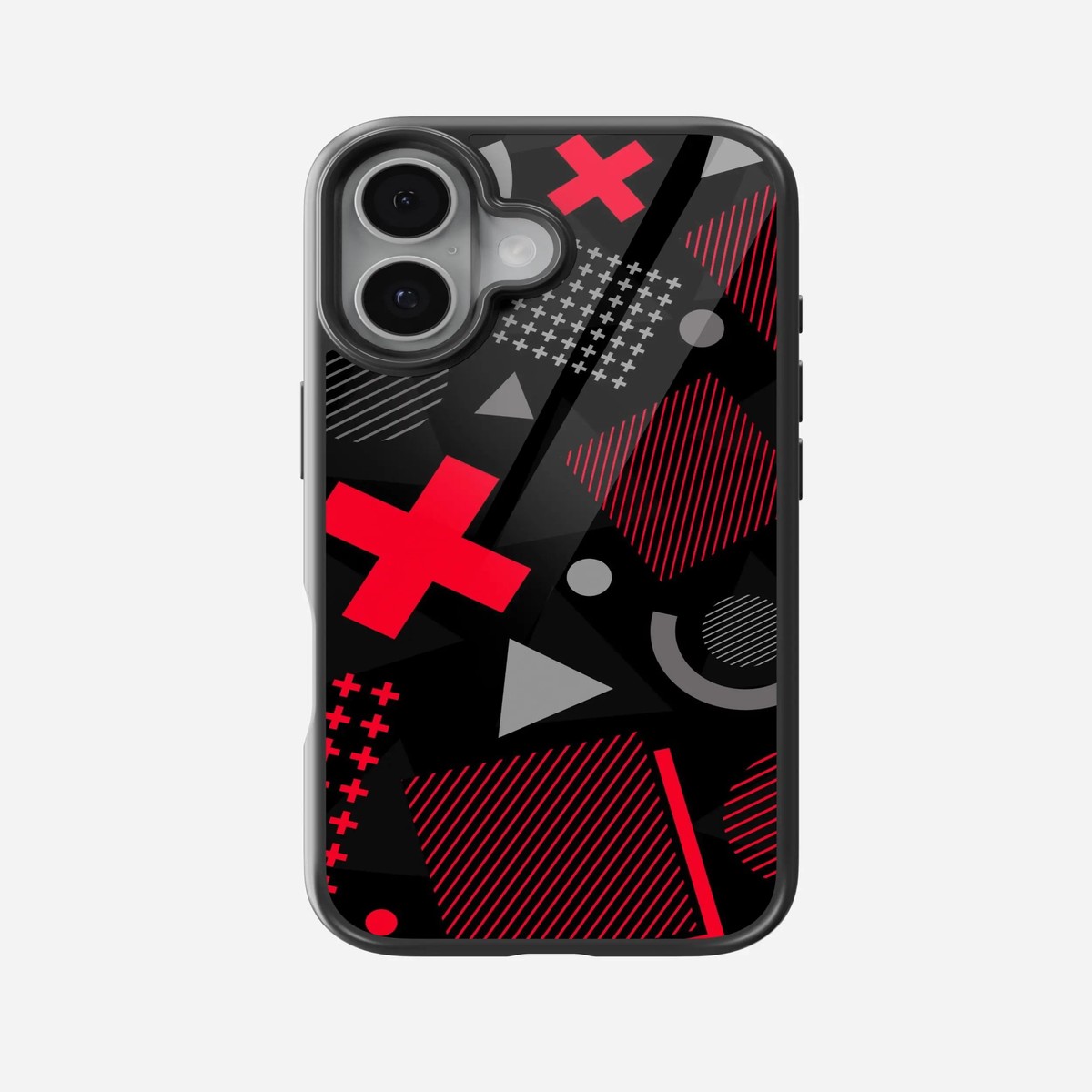 Abstract Geometric BlackRed Pattern Glass Case