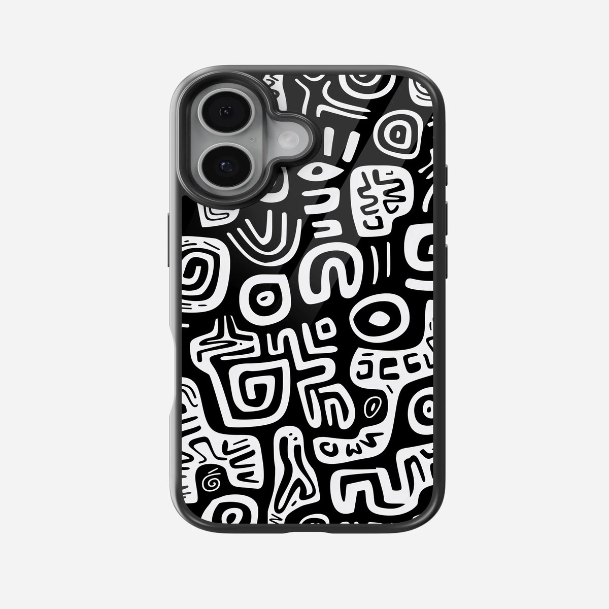 Abstract Black White Pattern Glass Case
